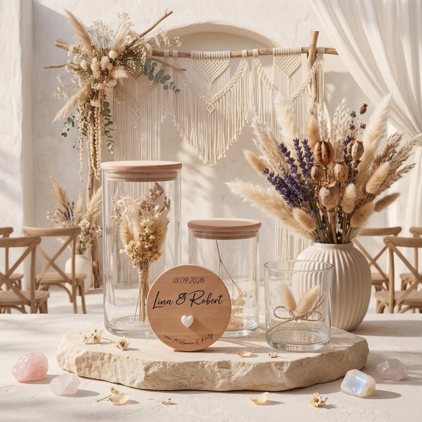 Hochzeitsgeschenk personalisiert – Vorratsglas mit Gravur – Geldgeschenk Hochzeit – Brautpaar Geschenk – Glas mit Namen & Datum
