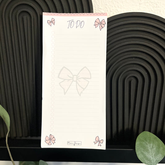 Zauberhafte rosa Schleifen – Notizblock für deine kreativen To-Do-Listen