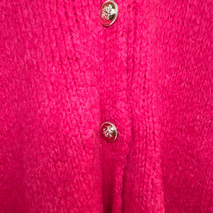 Knallrosa Oversized Cardigan Damen – Kuschelige Strickjacke