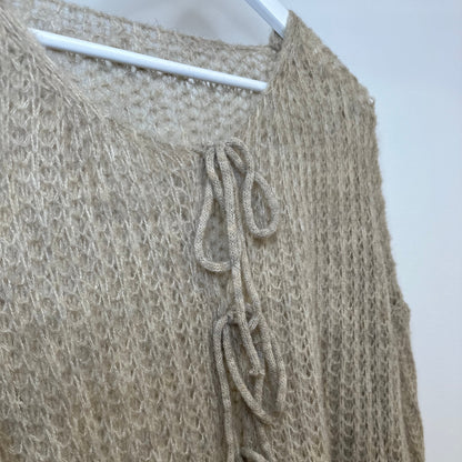 Luftiger Strick-Cardigan Damen – Offenes Design mit Bindedetail