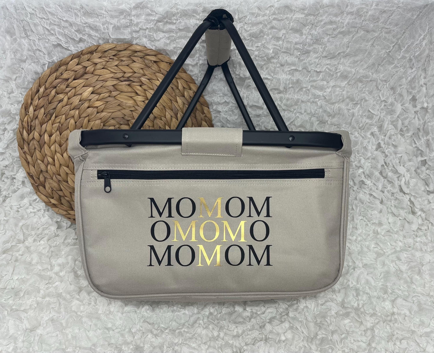 MOM+ Einkaufskorb - Geschenk zu Muttertag - Geburtstag Mama - Geschenkidee Mom Mama in 3 Farben verfügbar.