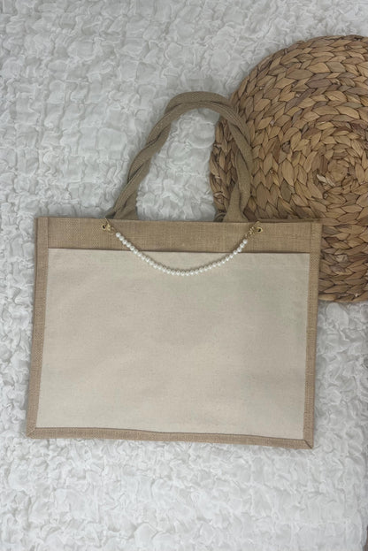 Personalisierte Jutetasche mit Perlenkette - Tasche - Name