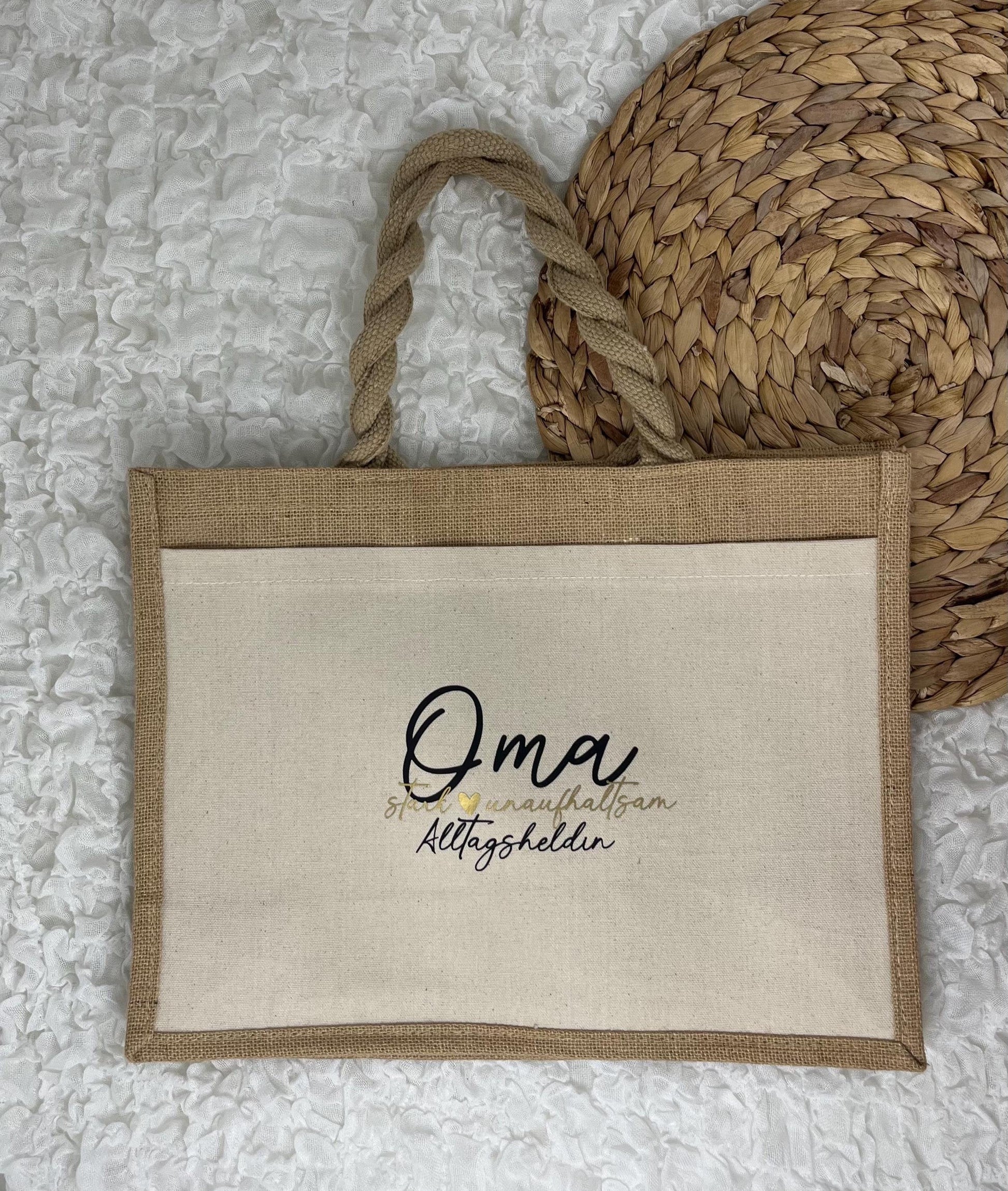 Einkaufstasche Jutetasche Oma - Alltagsheldin - Muttertag - Tasche