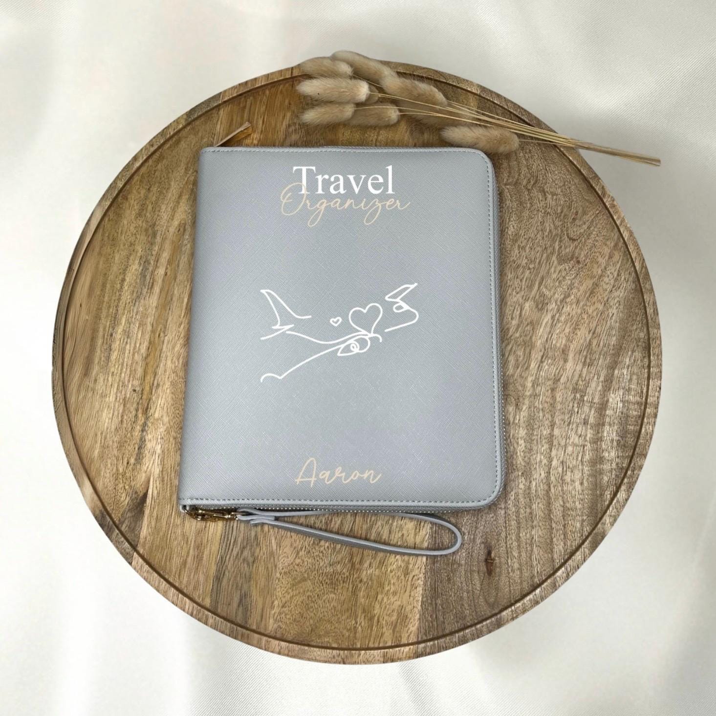 Personalisierter Reiseorganizer mit Namen Flugzeug Urlaub Reiseunterlagen Familienorganizer Travel Organizer Name Urlaubsort