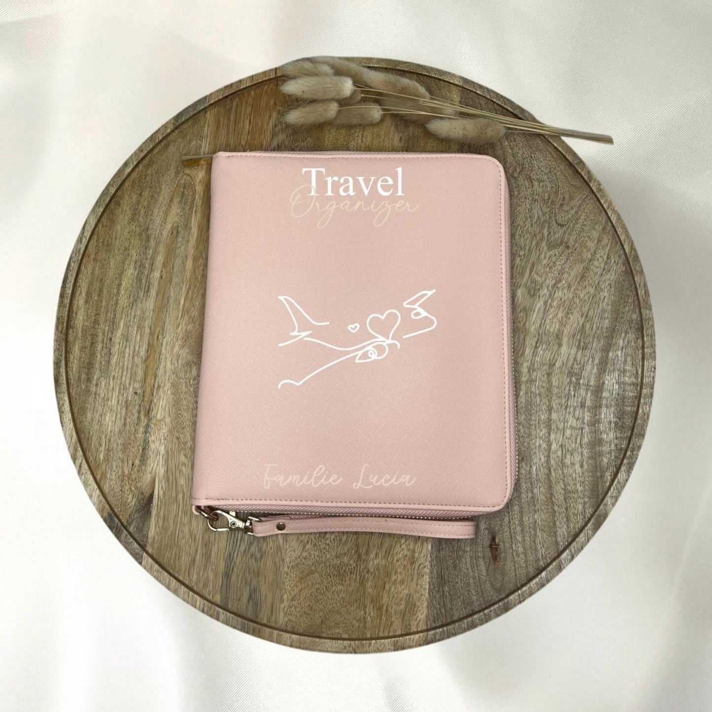 Personalisierter Reiseorganizer mit Namen Flugzeug Urlaub Reiseunterlagen Familienorganizer Travel Organizer Name Urlaubsort
