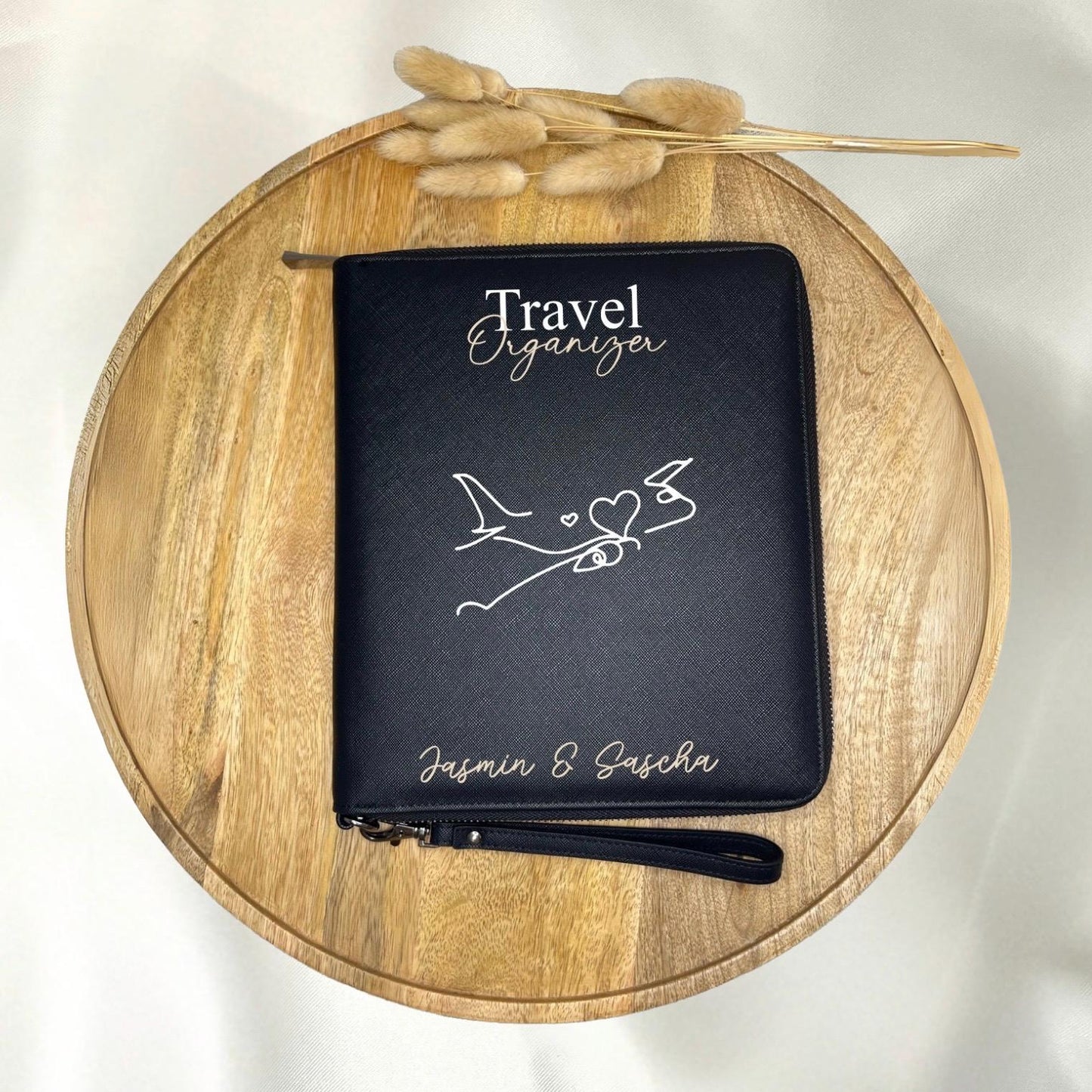 Personalisierter Reiseorganizer mit Namen Flugzeug Urlaub Reiseunterlagen Familienorganizer Travel Organizer Name Urlaubsort