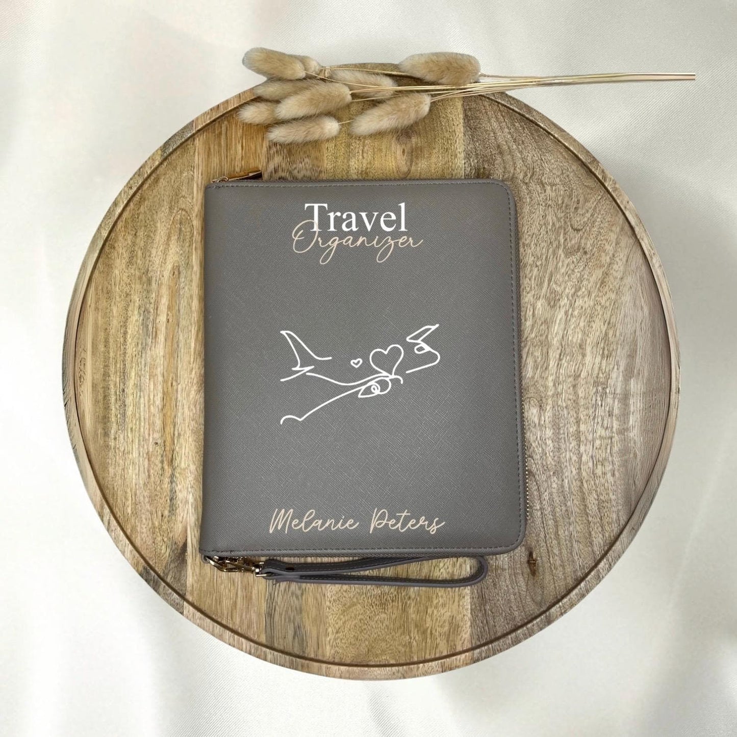Personalisierter Reiseorganizer mit Namen Flugzeug Urlaub Reiseunterlagen Familienorganizer Travel Organizer Name Urlaubsort