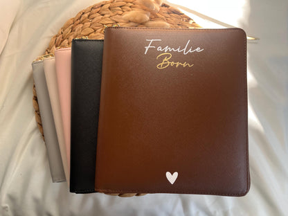 Familienorganizer für U-Hefte Impfpässe personalisierte Dokumentenmappe Familie personalisierter Organizer Untersuchungsheft Impfpass