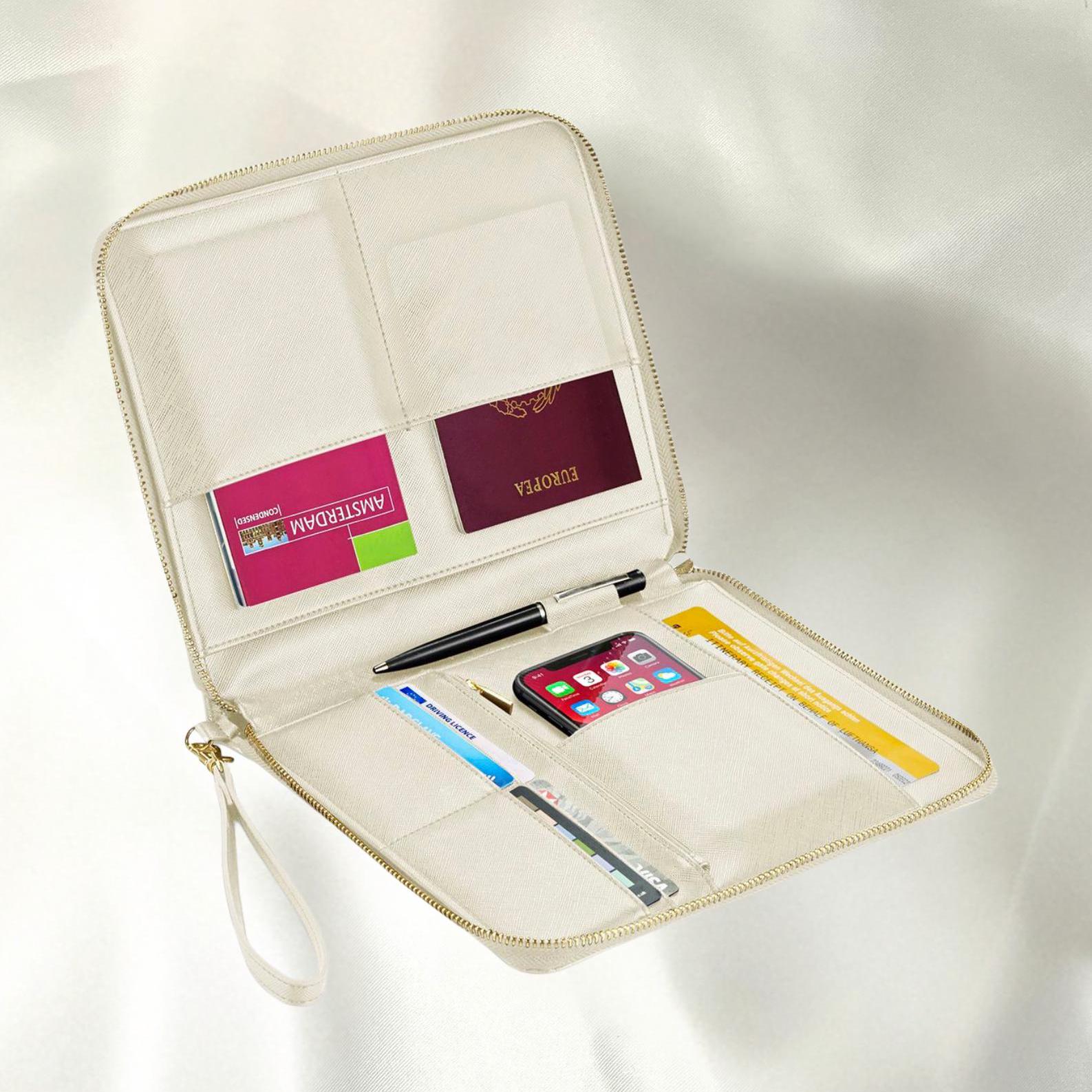 Personalisierter Reiseorganizer mit Namen Flugzeug Urlaub Reiseunterlagen Familienorganizer Travel Organizer Name Urlaubsort