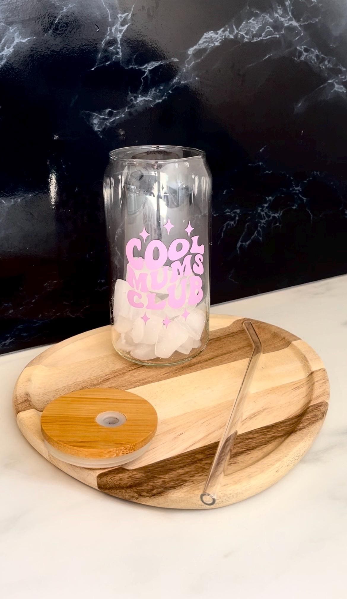 Tumbler Accessoires Tumbler Personalisiert Mum Tumbler Mama Glas Geschenk Glas 20oz Trinkglas mit Strohhalm Geschenk für Sie Bambusdeckel