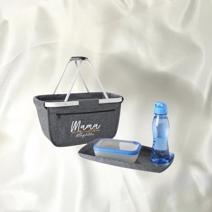 Geschenk zur Geburt Einkaufskorb Geschenk für Mama Muttertag Geschenk für Sie Korb aus Filz Muttertag Geschenkidee zur Geburt Marktkorb