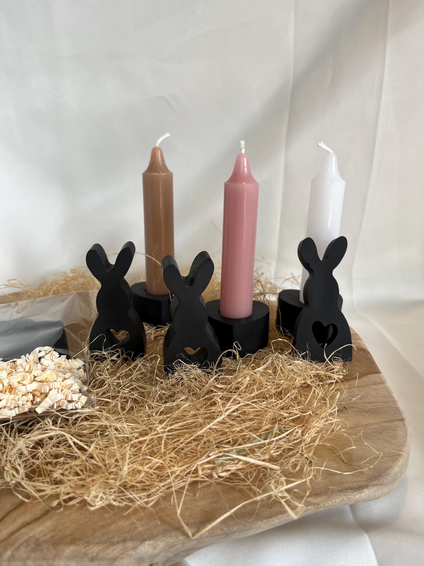Osterhase Ostergeschenk Geschenkset Ostern mit Kerze Frohe Ostern Kleiner Ostergruß Gießmasse Raysin Ostern Schwarz