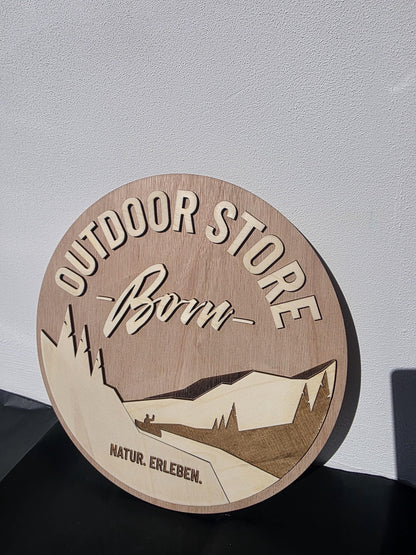 Personalisiertes Firmengeschenk individuell Branding Schild Holz Logo aus Holz graviertes Firmenlogo Firmenschild Firmenjubiläum