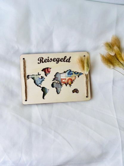 Reisekasse Reisegeschenk Reisegeld Reisegutschein Reisegeburtstagsgeschenk aus Holz Reiseaccessoire-Geschenk Reisen Geschenk aus Holz