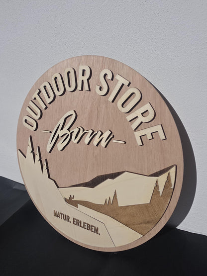 Personalisiertes Firmengeschenk individuell Branding Schild Holz Logo aus Holz graviertes Firmenlogo Firmenschild Firmenjubiläum