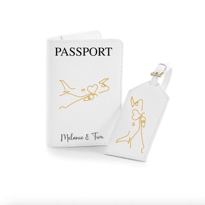 Personalisierte Reisepasshülle und Kofferanhänger mit Namen Reise Geschenk Hochzeit Urlaub Honeymoon | JGA | Urlaub Accessoire