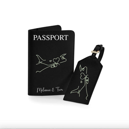 Personalisierte Reisepasshülle und Kofferanhänger mit Namen Reise Geschenk Hochzeit Urlaub Honeymoon | JGA | Urlaub Accessoire