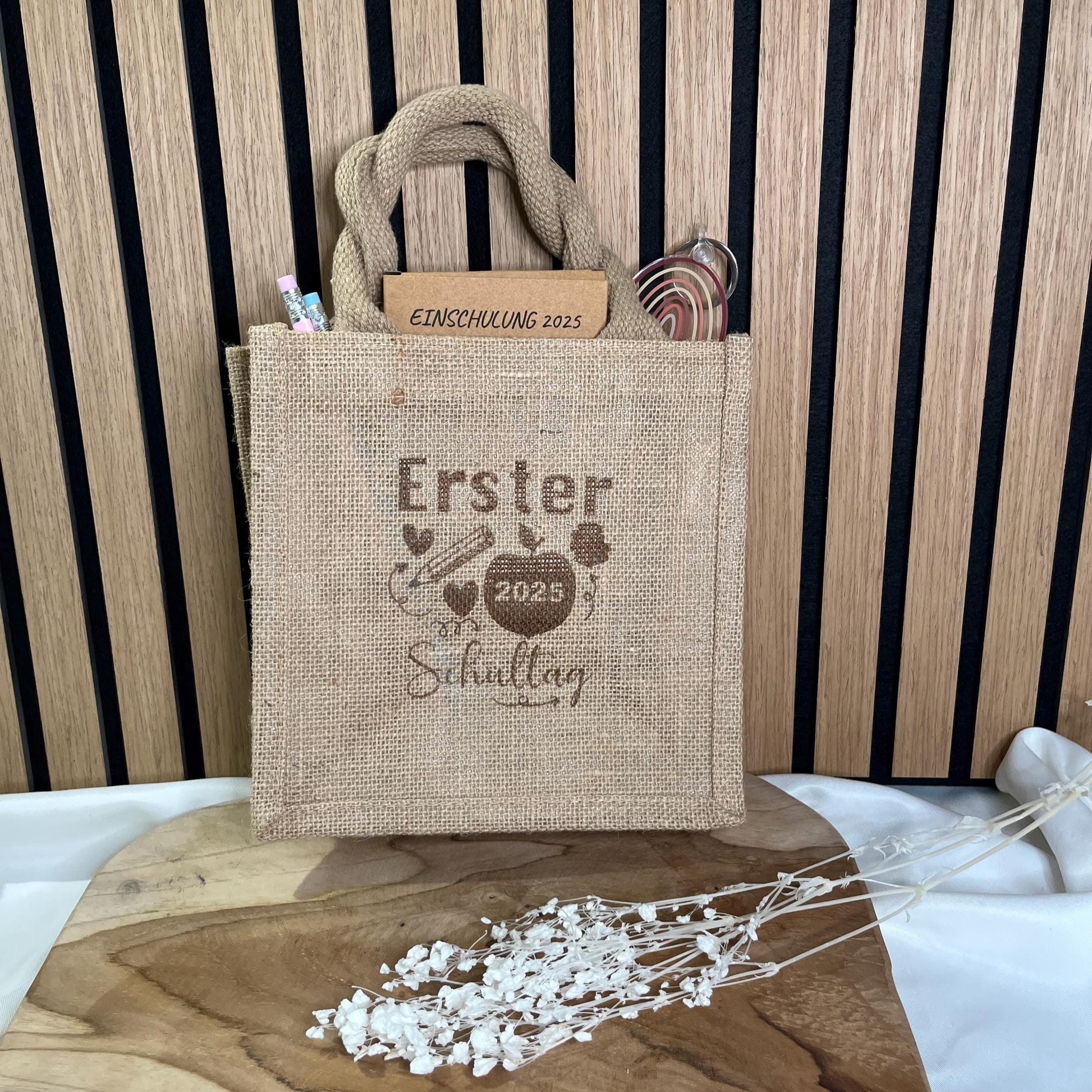 Einschulungsgeschenk Geschenk Einschulung Mädchen Geschenk Einschulung Junge Einschulung Geschenkverpackung Jute Personalisierte Buntstifte