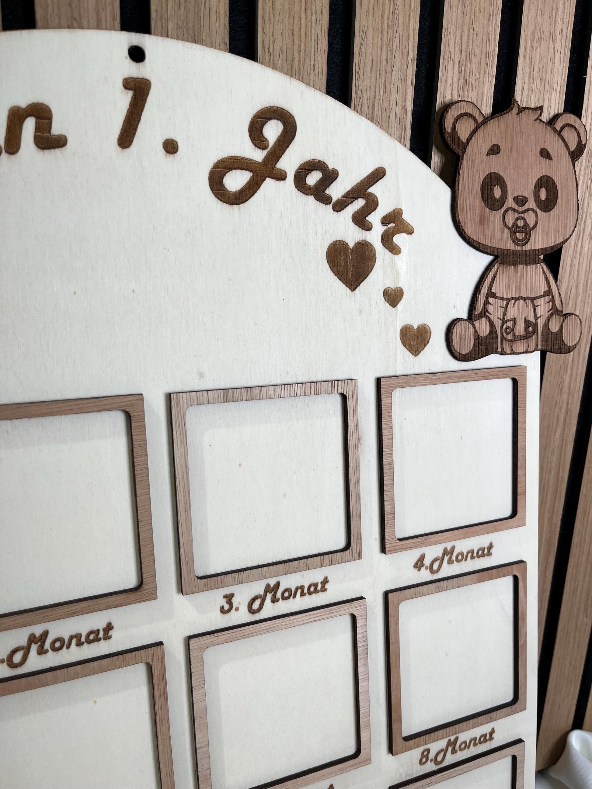 Mein erstes Jahr Holz personalisiert – Meilensteintafel Baby – Geburtsgeschenk personalisiert – Babygeschenk zur Geburt & 1. Geburtstag