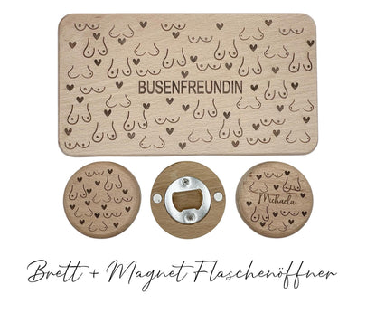 Busenfreundin Geschenk – Kühlschrankmagnet mit Flaschenöffner personalisiert – Lustiges JGA Geschenk für Frauen