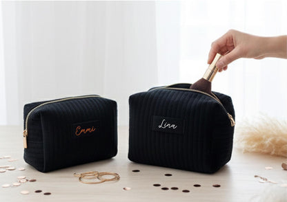 Personalisierte Samt Kosmetiktasche | Brautjungfern Geschenk | Kulturbeutel Damen | Geschenk für Mama