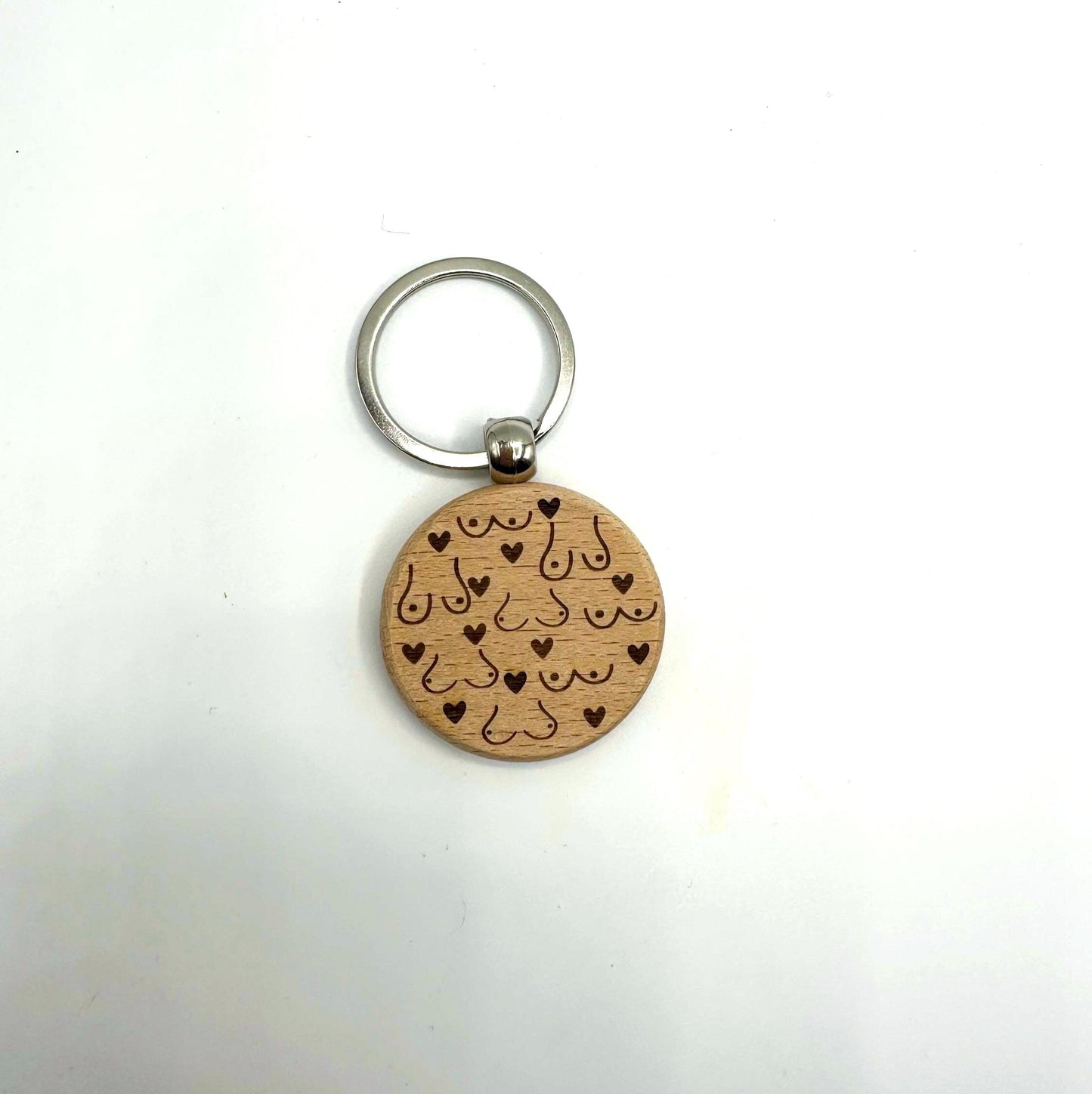 Schlüsselanhänger BUSENFREUNDIN personalisiert Holz – witziges Geschenk beste Freundin, JGA, Geburtstag, Gravur Name, Buche Handgemacht