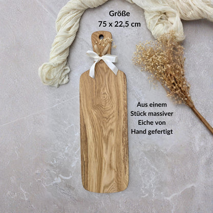 Großes Servierbrett aus Eiche 75cm Handgemachtes Schneidebrett Charcuterie Board Antipasti Brett Holz Servierbrett Geschenk Küche mit Gravur
