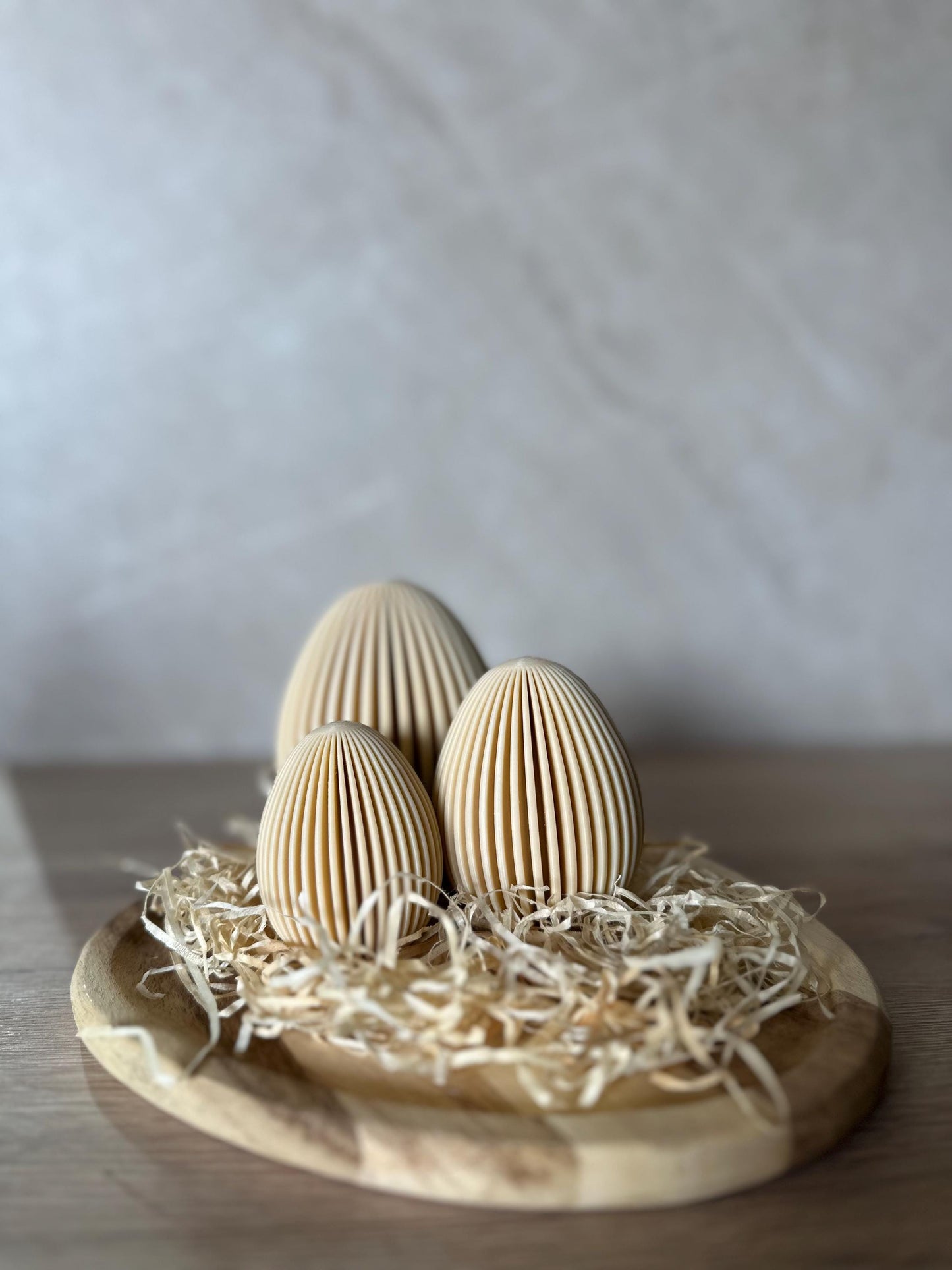 Geripptes Osterei 3D Druck | Minimalistische Osterdeko | Moderne Eier Deko | Osterkorb Füllung | Set 3 Größen | Nachhaltige Osterdeko