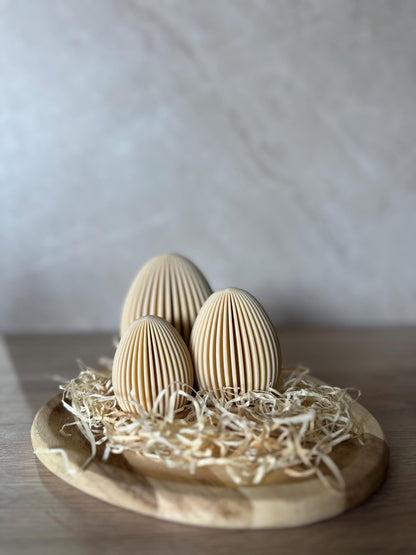 Geripptes Osterei 3D Druck | Minimalistische Osterdeko | Moderne Eier Deko | Osterkorb Füllung | Set 3 Größen | Nachhaltige Osterdeko