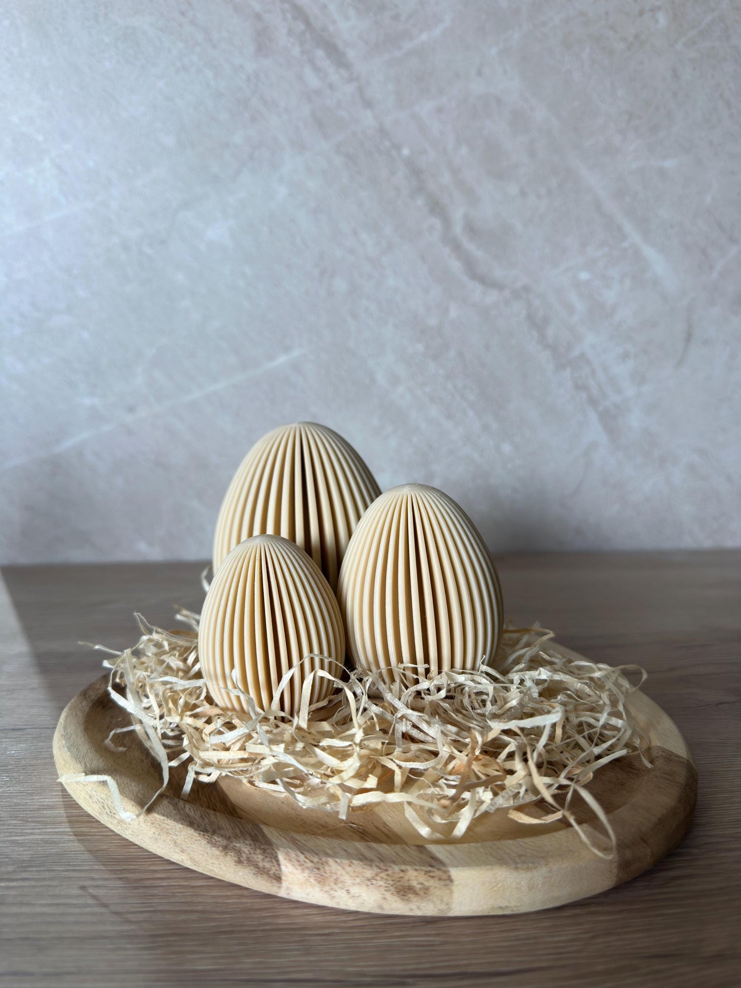 Geripptes Osterei 3D Druck | Minimalistische Osterdeko | Moderne Eier Deko | Osterkorb Füllung | Set 3 Größen | Nachhaltige Osterdeko