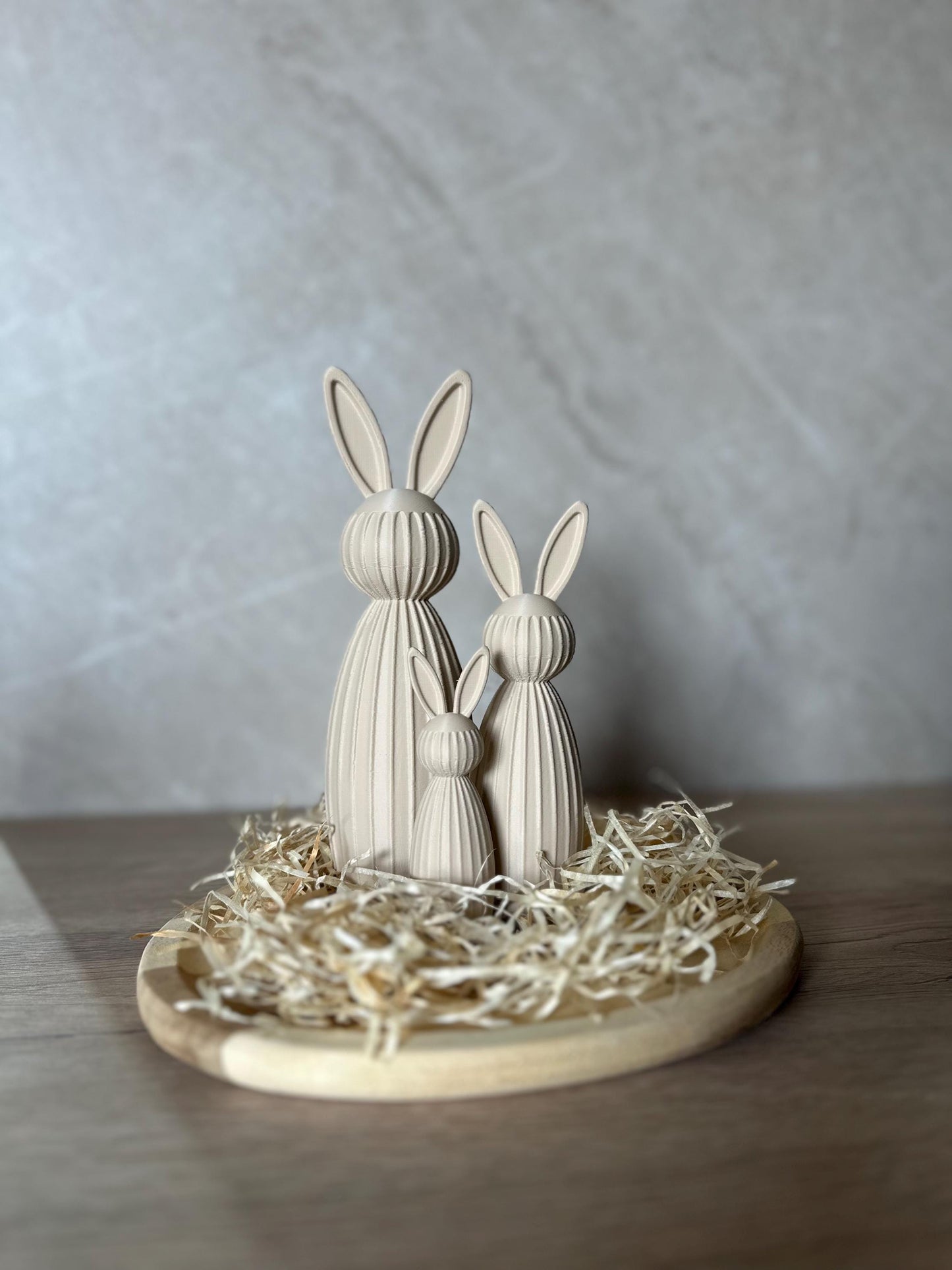 Minimalistischer Osterhase Deko | Gerippter Hase 3D Druck | Moderne Osterdeko | Nachhaltige Hasenfigur | Osterkorb Geschenk Set