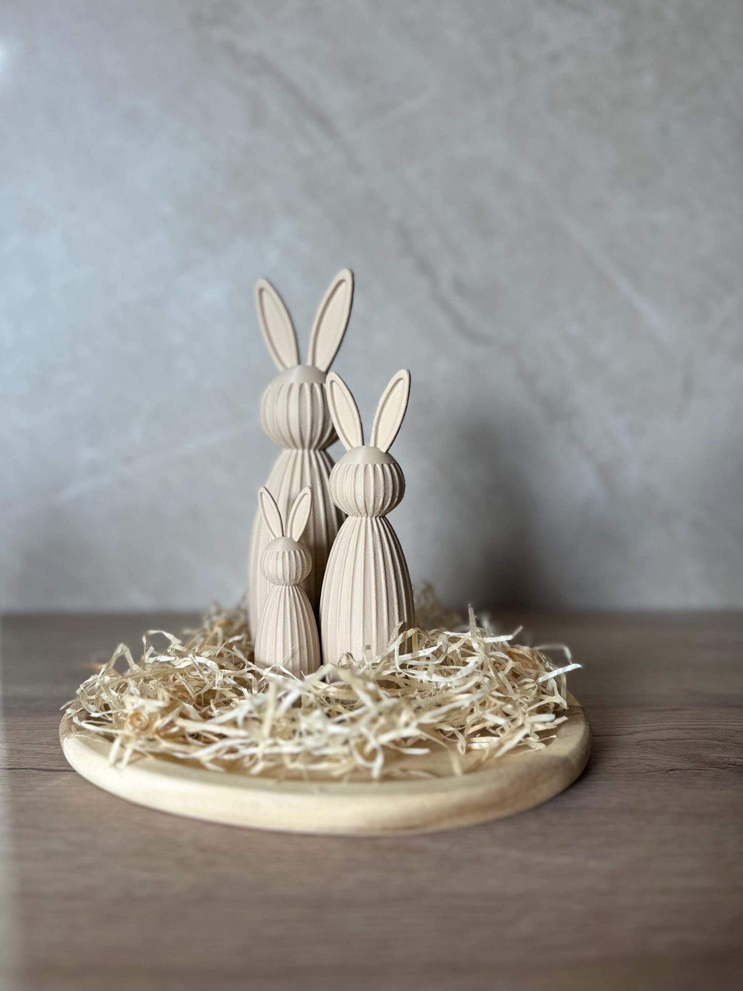 Minimalistischer Osterhase Deko | Gerippter Hase 3D Druck | Moderne Osterdeko | Nachhaltige Hasenfigur | Osterkorb Geschenk Set