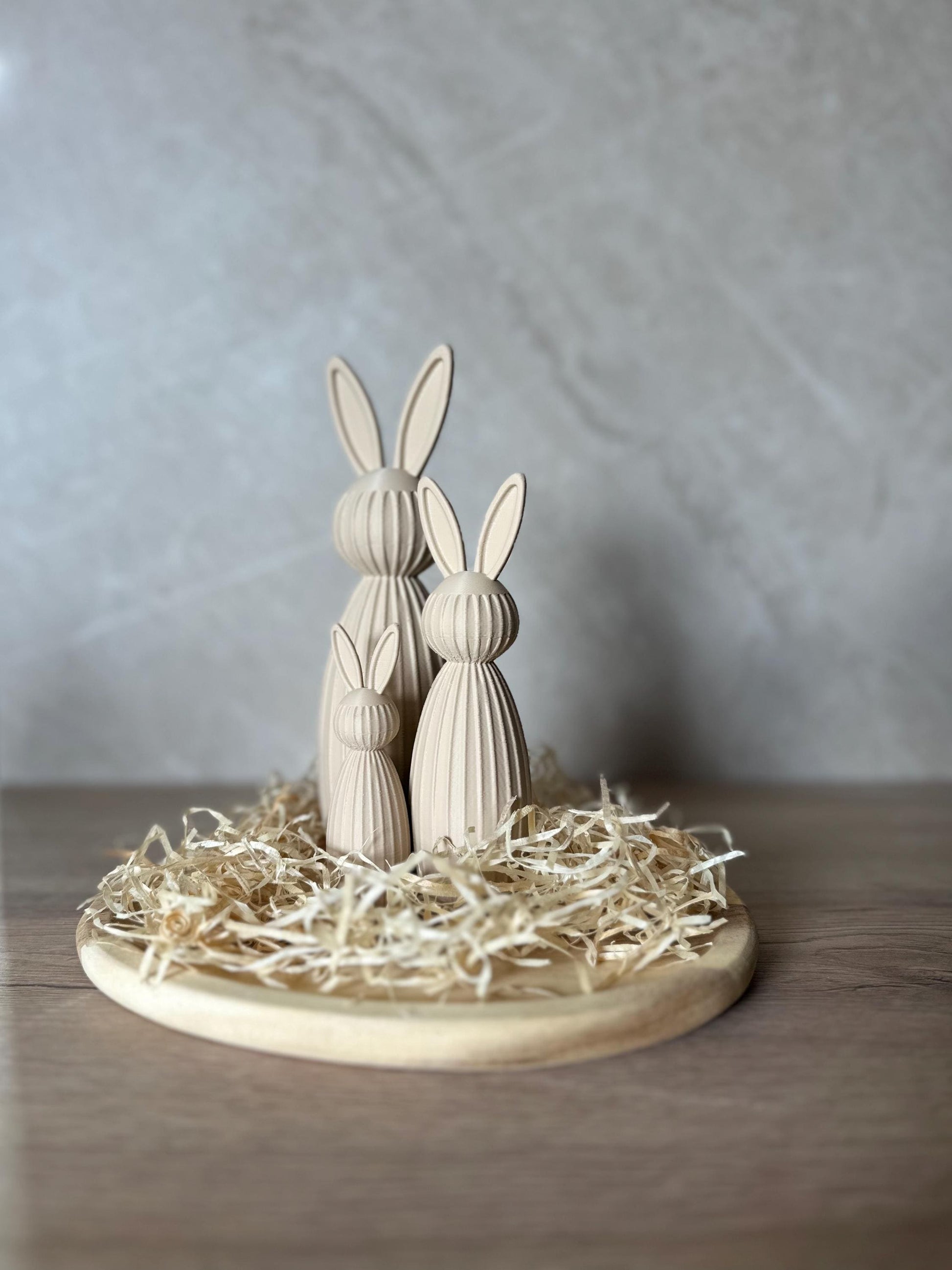 Minimalistischer Osterhase Deko | Gerippter Hase 3D Druck | Moderne Osterdeko | Nachhaltige Hasenfigur | Osterkorb Geschenk Set