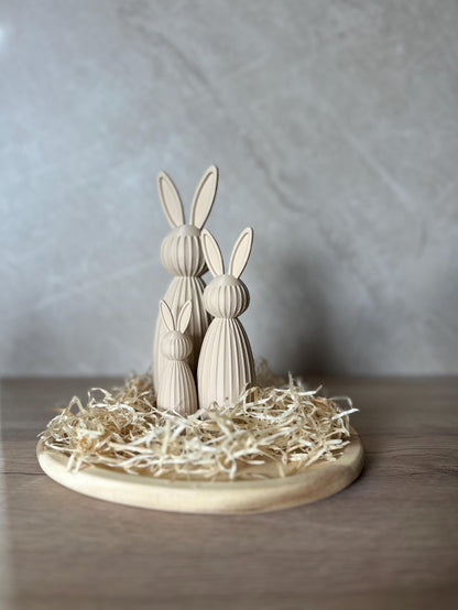 Minimalistischer Osterhase Deko | Gerippter Hase 3D Druck | Moderne Osterdeko | Nachhaltige Hasenfigur | Osterkorb Geschenk Set