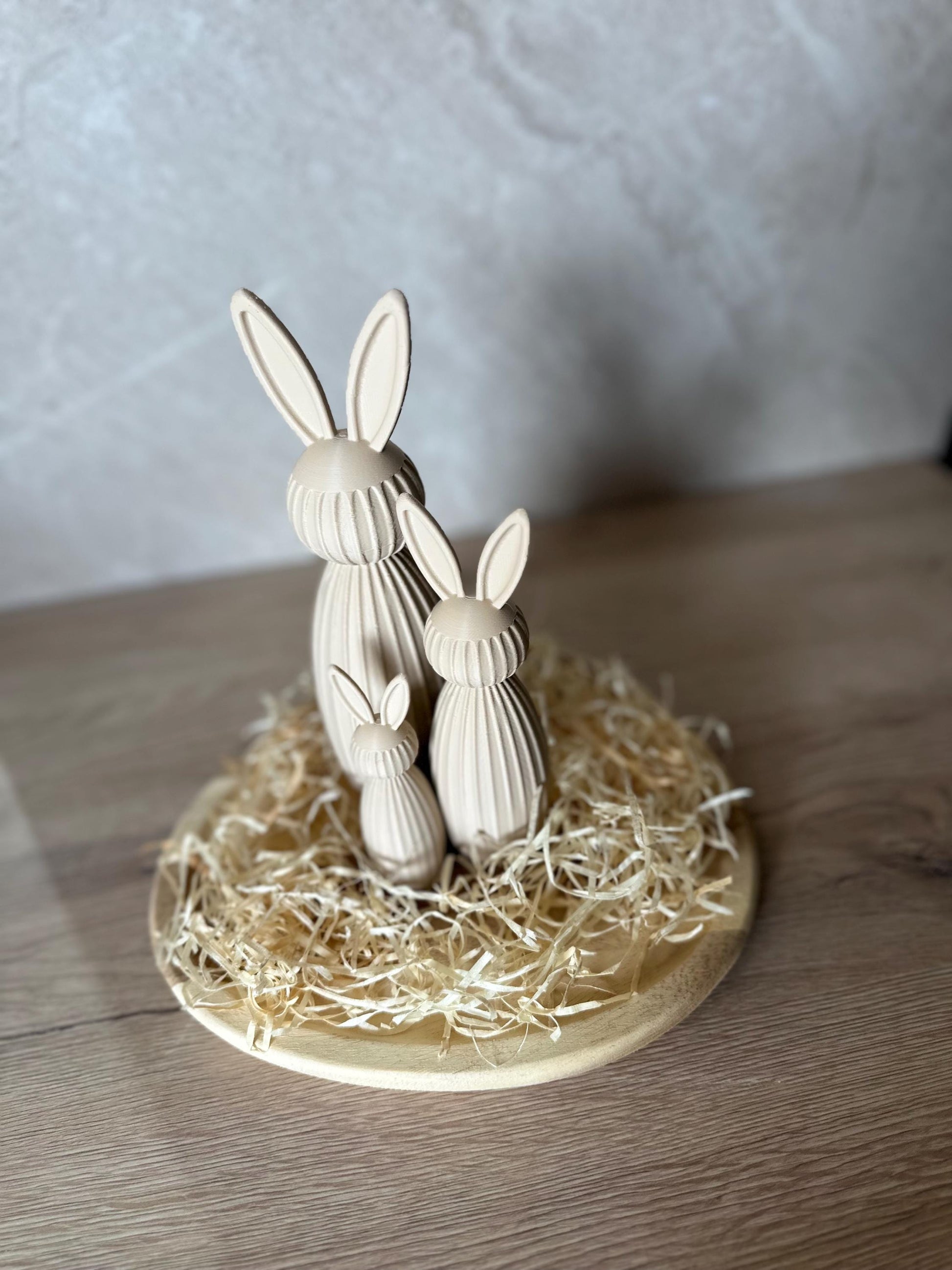 Minimalistischer Osterhase Deko | Gerippter Hase 3D Druck | Moderne Osterdeko | Nachhaltige Hasenfigur | Osterkorb Geschenk Set