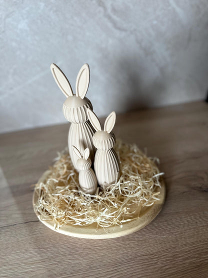 Minimalistischer Osterhase Deko | Gerippter Hase 3D Druck | Moderne Osterdeko | Nachhaltige Hasenfigur | Osterkorb Geschenk Set
