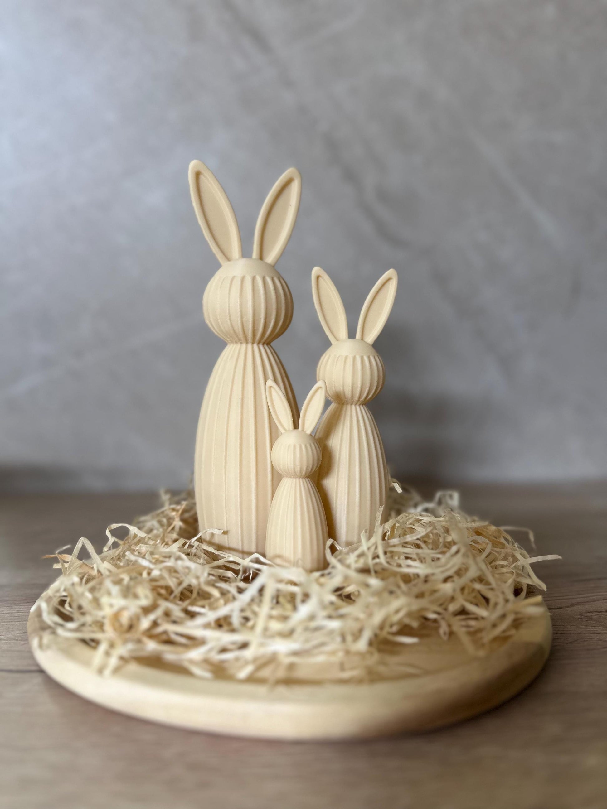 Minimalistischer Osterhase Deko | Gerippter Hase 3D Druck | Moderne Osterdeko | Nachhaltige Hasenfigur | Osterkorb Geschenk Set