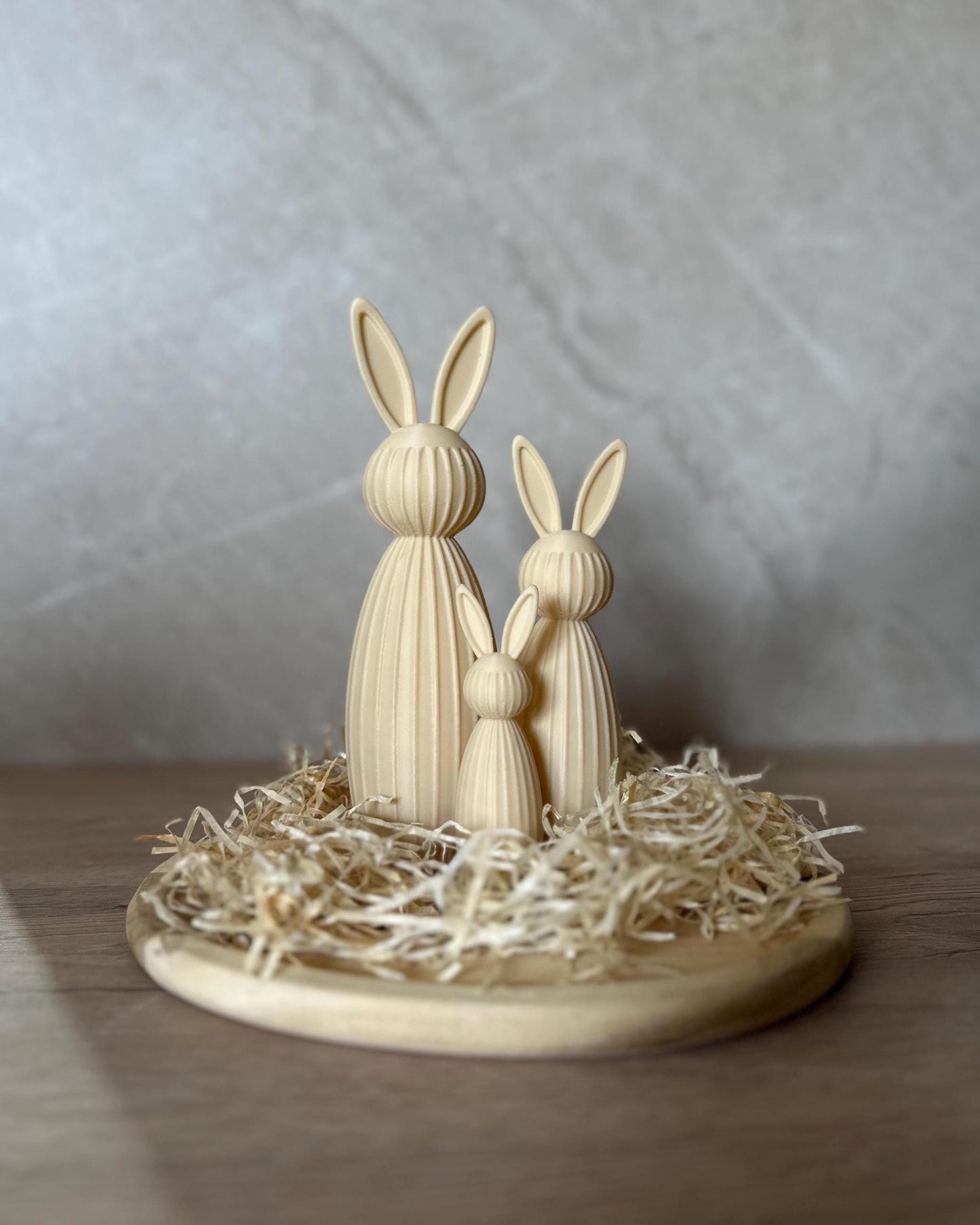 Minimalistischer Osterhase Deko | Gerippter Hase 3D Druck | Moderne Osterdeko | Nachhaltige Hasenfigur | Osterkorb Geschenk Set