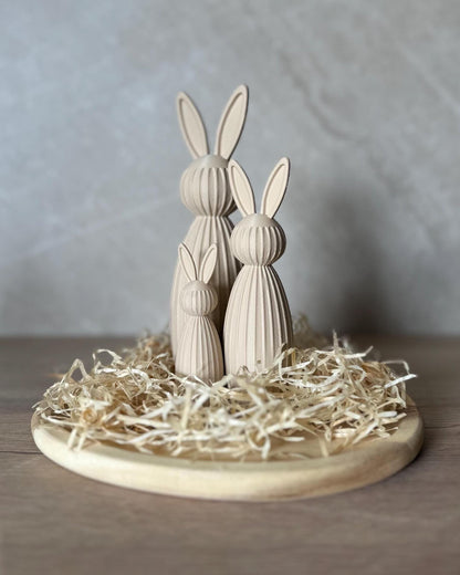 Minimalistischer Osterhase Deko | Gerippter Hase 3D Druck | Moderne Osterdeko | Nachhaltige Hasenfigur | Osterkorb Geschenk Set