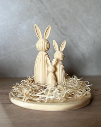 Minimalistischer Osterhase Deko | Gerippter Hase 3D Druck | Moderne Osterdeko | Nachhaltige Hasenfigur | Osterkorb Geschenk Set