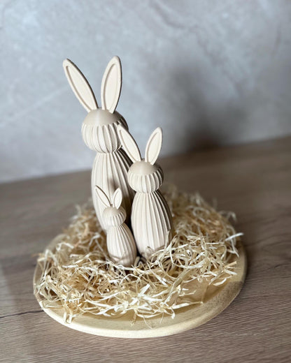 Minimalistischer Osterhase Deko | Gerippter Hase 3D Druck | Moderne Osterdeko | Nachhaltige Hasenfigur | Osterkorb Geschenk Set