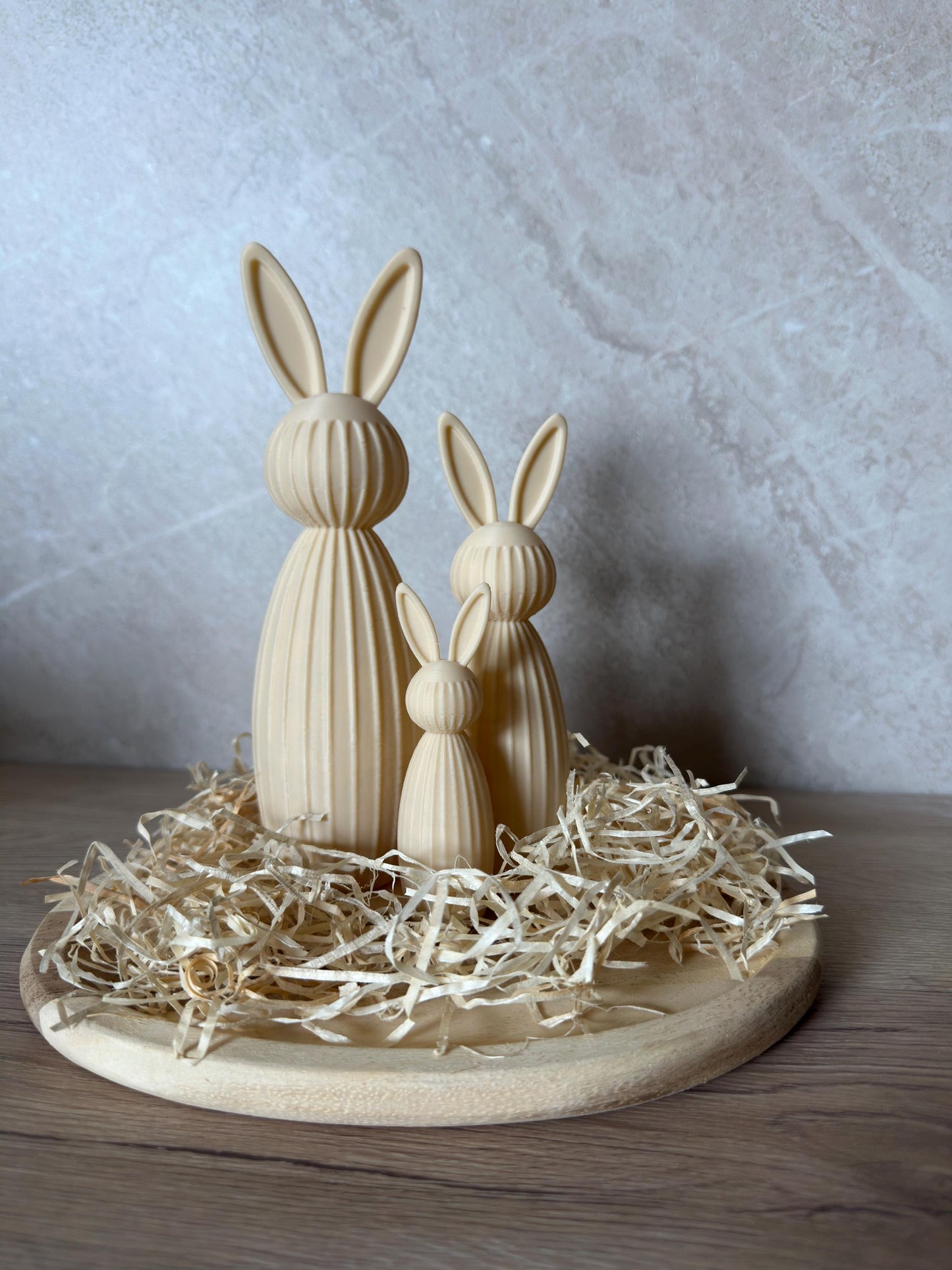 Minimalistischer Osterhase Deko | Gerippter Hase 3D Druck | Moderne Osterdeko | Nachhaltige Hasenfigur | Osterkorb Geschenk Set