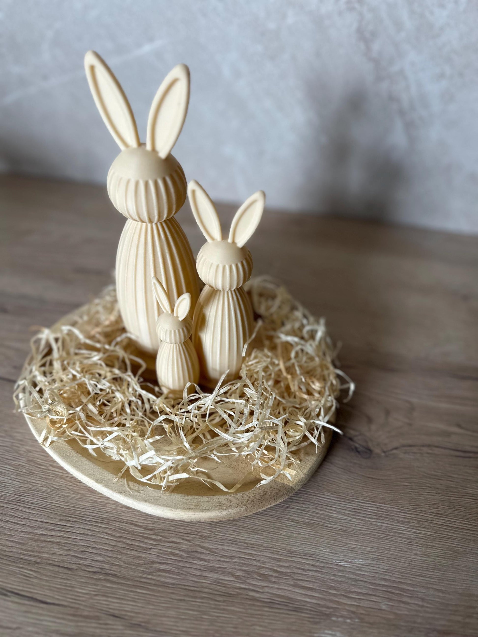 Minimalistischer Osterhase Deko | Gerippter Hase 3D Druck | Moderne Osterdeko | Nachhaltige Hasenfigur | Osterkorb Geschenk Set