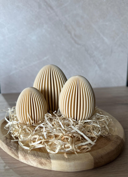Geripptes Osterei 3D Druck | Minimalistische Osterdeko | Moderne Eier Deko | Osterkorb Füllung | Set 3 Größen | Nachhaltige Osterdeko