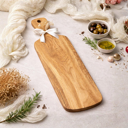 Großes Servierbrett aus Eiche 75cm Handgemachtes Schneidebrett Charcuterie Board Antipasti Brett Holz Servierbrett Geschenk Küche mit Gravur