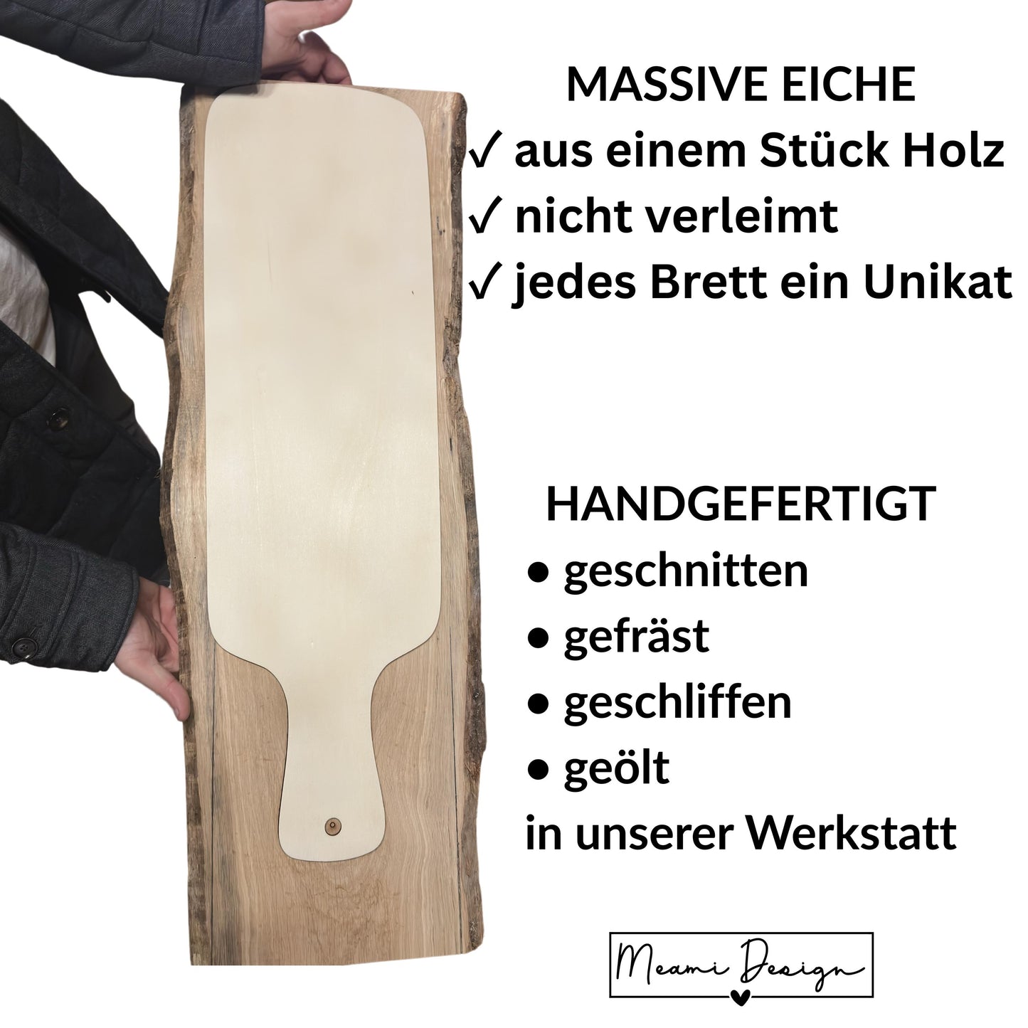 Großes Servierbrett aus Eiche 75cm Handgemachtes Schneidebrett Charcuterie Board Antipasti Brett Holz Servierbrett Geschenk Küche mit Gravur