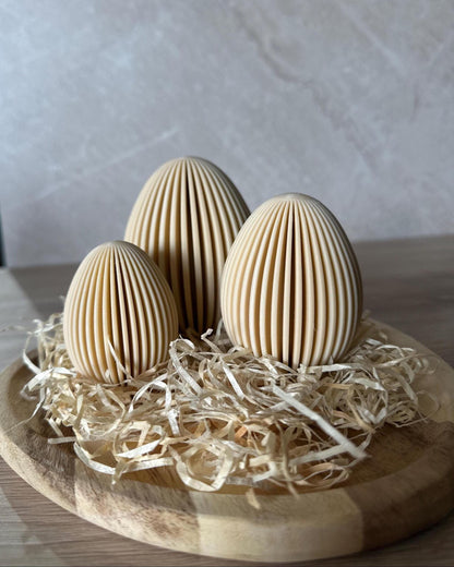 Geripptes Osterei 3D Druck | Minimalistische Osterdeko | Moderne Eier Deko | Osterkorb Füllung | Set 3 Größen | Nachhaltige Osterdeko
