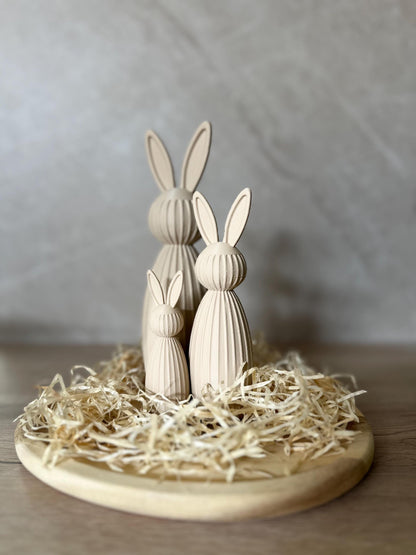 Minimalistischer Osterhase Deko | Gerippter Hase 3D Druck | Moderne Osterdeko | Nachhaltige Hasenfigur | Osterkorb Geschenk Set