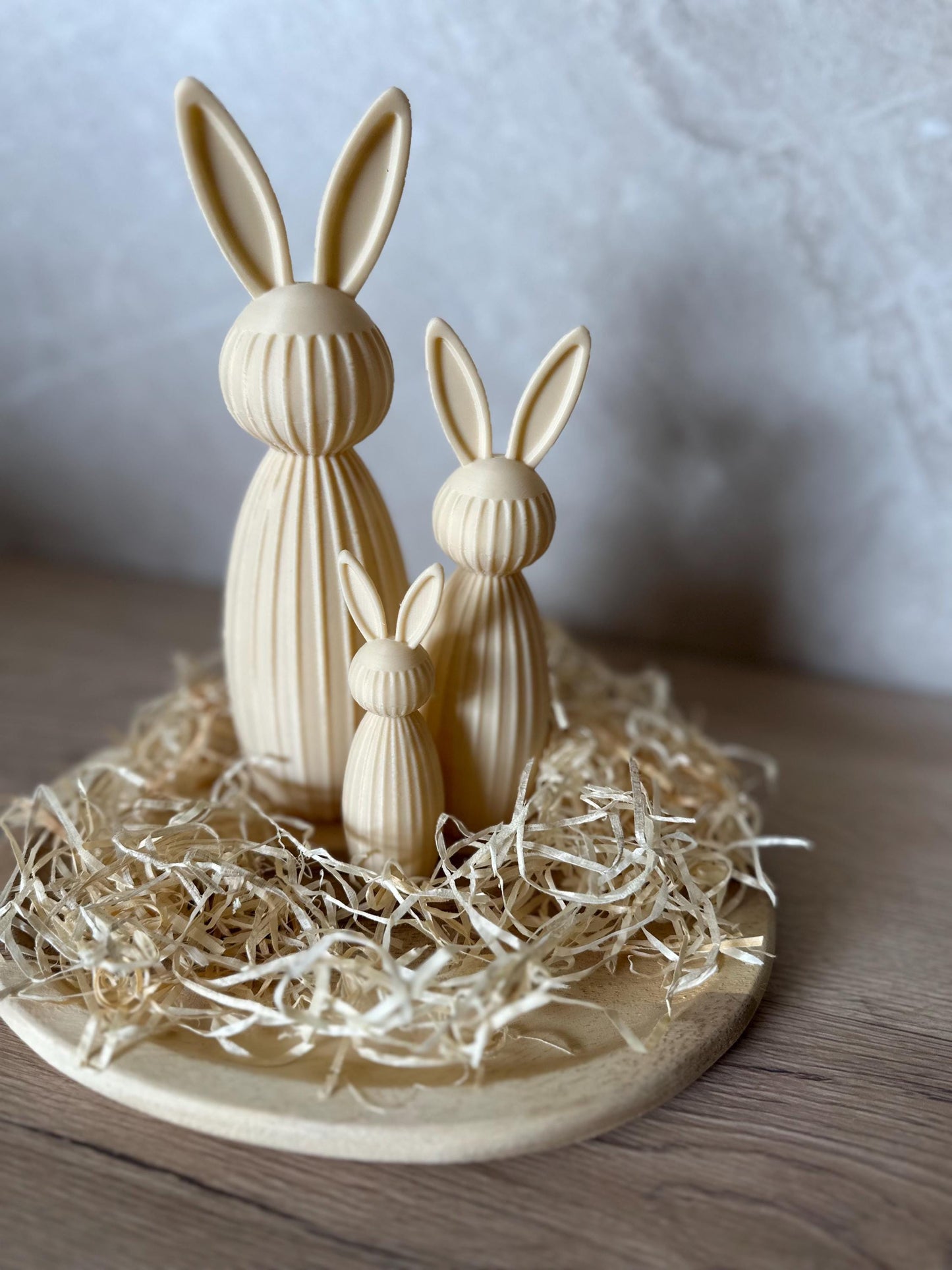 Minimalistischer Osterhase Deko | Gerippter Hase 3D Druck | Moderne Osterdeko | Nachhaltige Hasenfigur | Osterkorb Geschenk Set