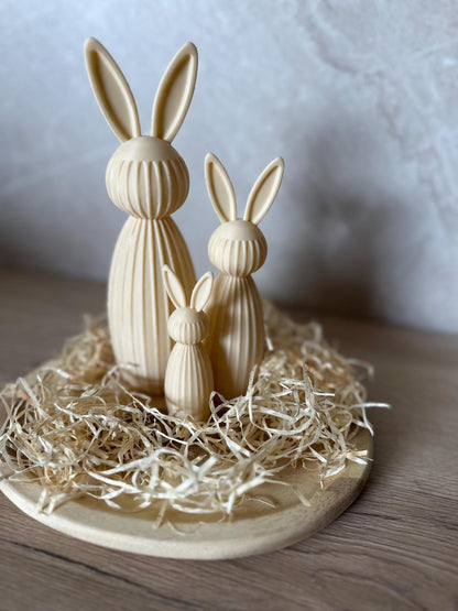 Minimalistischer Osterhase Deko | Gerippter Hase 3D Druck | Moderne Osterdeko | Nachhaltige Hasenfigur | Osterkorb Geschenk Set